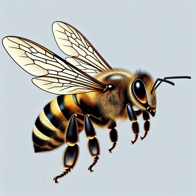 Flying Honey Bee Illustration