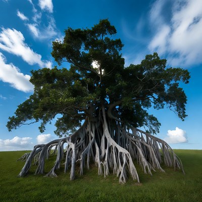 Massive Banyan Tree with Aerial Roots