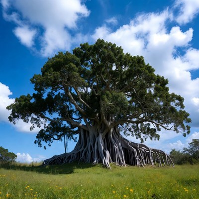 Massive Banyan Tree with Exposed Roots