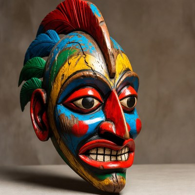 Colorful Wooden Tribal Mask