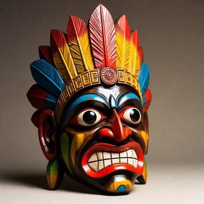 Colorful tribal wooden mask