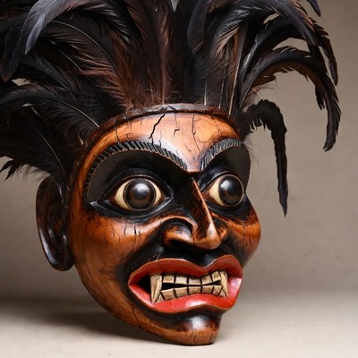 Traditional Carved Wooden Tribal Mask