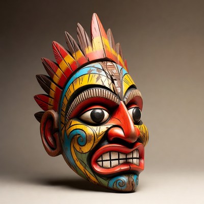 Colorful Carved Tribal Mask