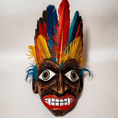 Colorful Feathered Tribal Mask