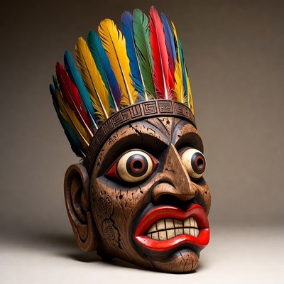 Colorful Feathered Native Mask