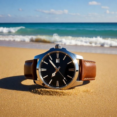 Luxury Watch on Beach Sand
