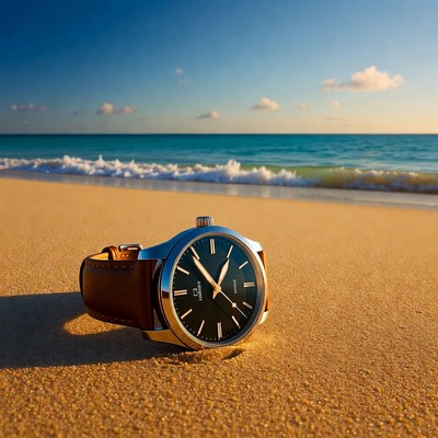 Luxury Watch on Beach Sand