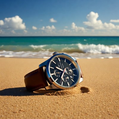 Luxury Watch on Beach Sand