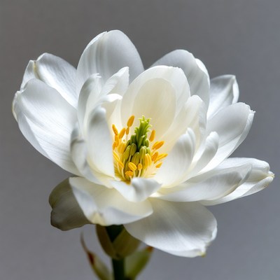White Lily Flower with Yellow Stamens