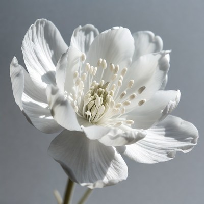 White Anemone Flower Closeup