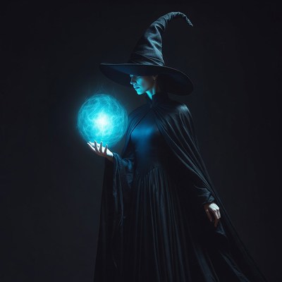 Woman holding glowing magic orb