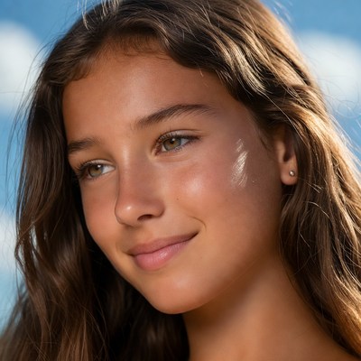 Smiling teenage girl with brown hair