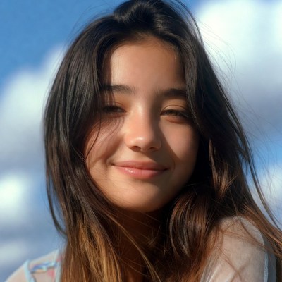 Asian girl smiling outdoors