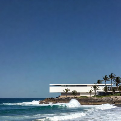 Modern White House on Ocean Cliff