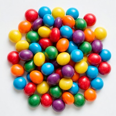 Colorful Candy Pile on White