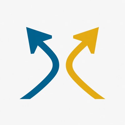 Blue and Yellow Crossing Arrows