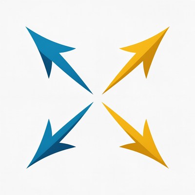 Blue and Yellow Arrows Icon