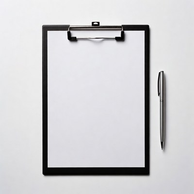 Black clipboard with pen