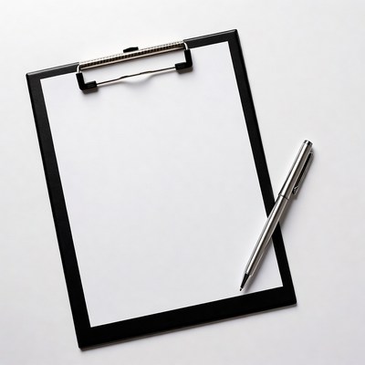 Black Clipboard with Pen
