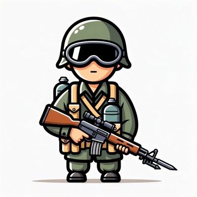 Cartoon Soldier Holding Rifle