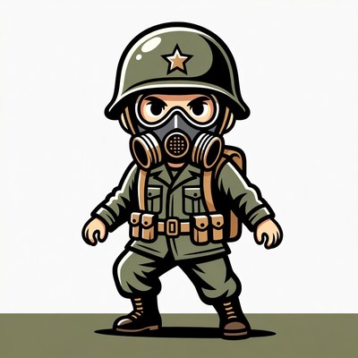 Chibi Soldier in Gas Mask