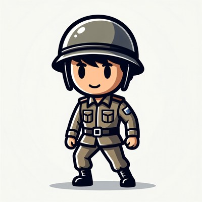 Cartoon Soldier Boy in Uniform