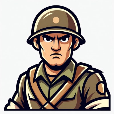Angry Soldier in Helmet