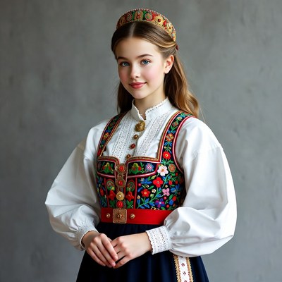 Girl in traditional Russian folk dress