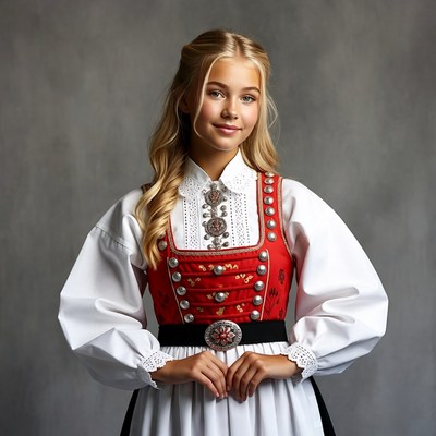 Blonde girl in Norwegian bunad