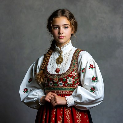 Girl in traditional embroidered dress