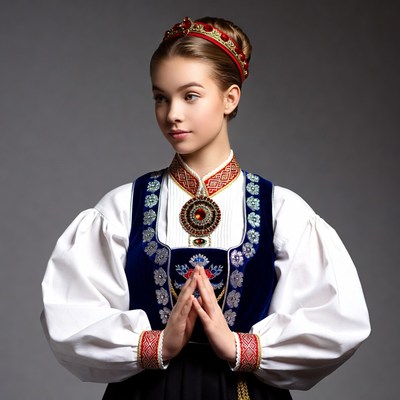 Girl in traditional Norwegian bunad