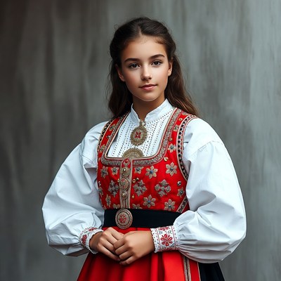 Girl in Norwegian folk dress