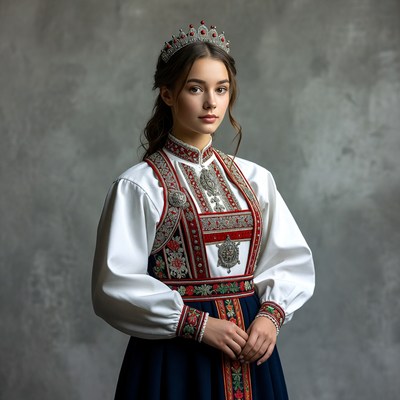 Young woman in Russian folk dress