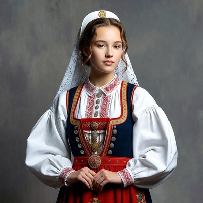 Girl in traditional Norwegian folk dress