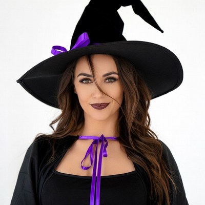 Woman in black witch hat