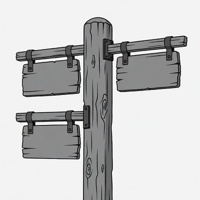 Wooden post with blank signs