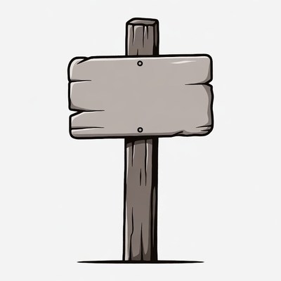 Wooden signpost with blank sign