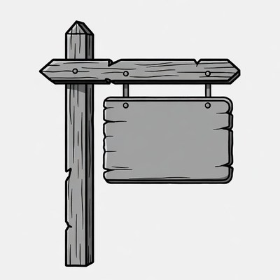 Blank Wooden Sign on Post