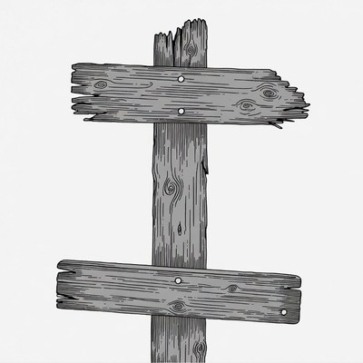 Old wooden signpost illustration