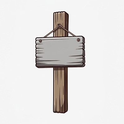 Blank wooden sign on post