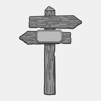 Wooden signpost with blank signs