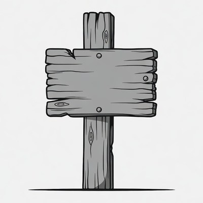 Wooden sign on post