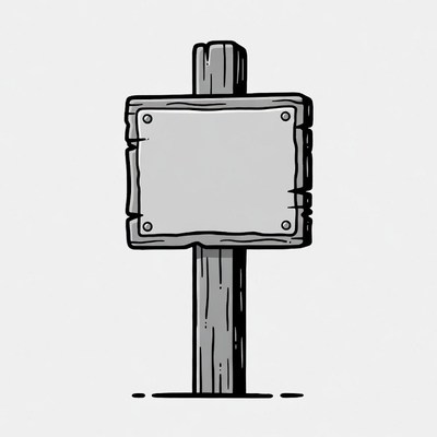 Wooden signpost with blank board