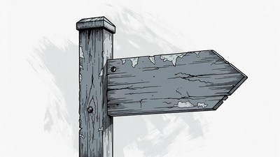 Old wooden blank signpost
