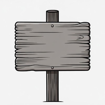 Blank wooden sign on post