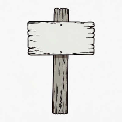 Blank Wooden Sign on Post