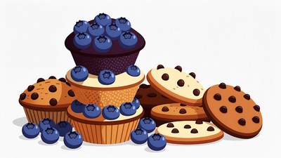 Blueberry Muffins and Cookies Stack