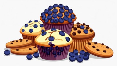 Blueberry Muffins with Cookies Clipart