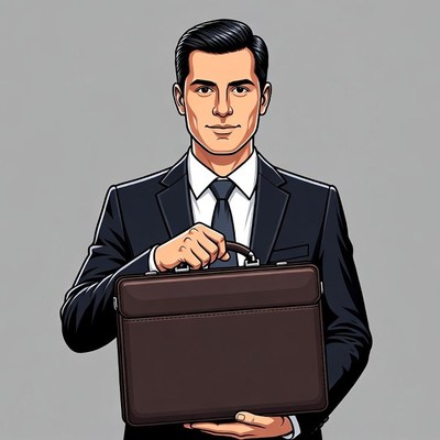 Businessman holding briefcase illustration