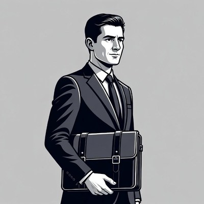 Businessman holding briefcase illustration